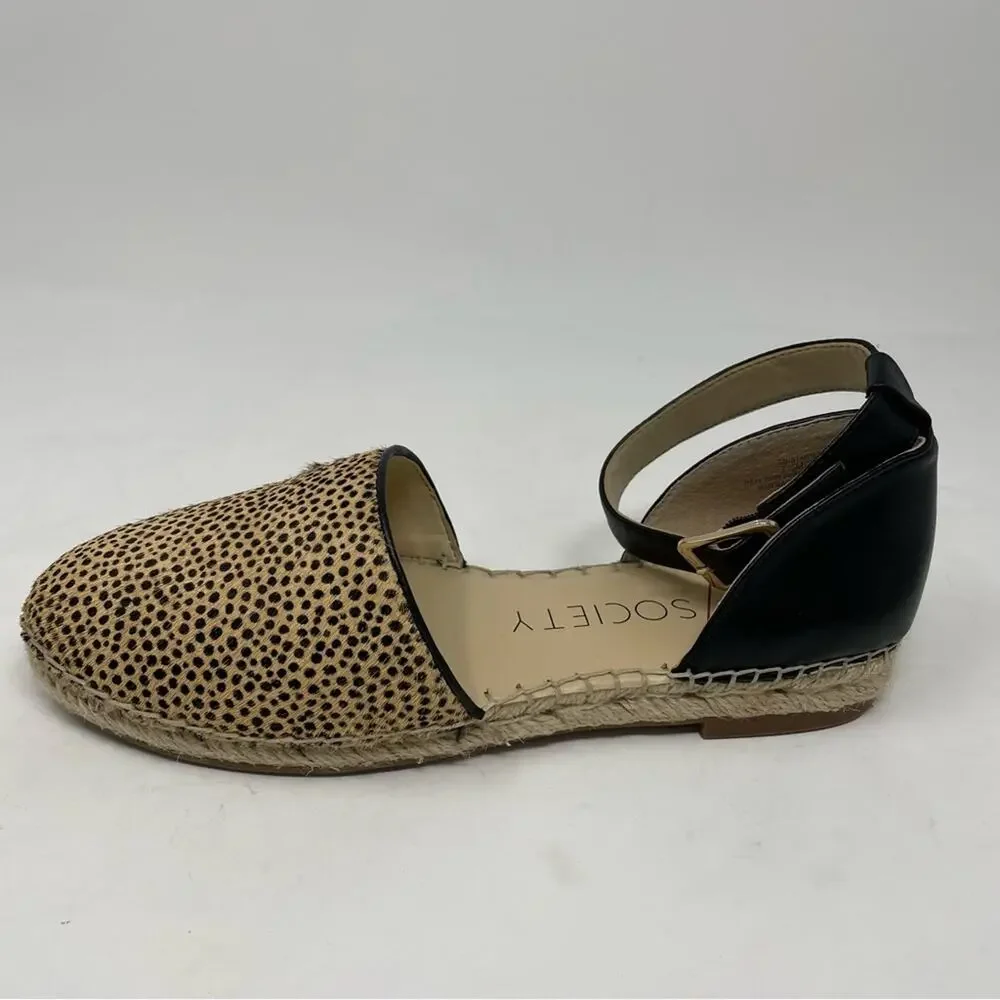 Sole Society Tan Black Cow Fur Leather Upper Channing Espadrilles 7.5